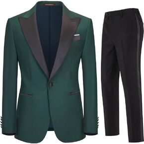 Men's 2 Piece Suit Set,One Button Slim Fit Formal Wedding Prom Tuxedo Suits,Solid Blazer & Pants