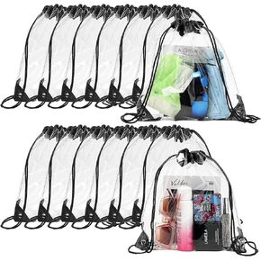 Shappy 30 Pieces Clear Drawstring Backpack, Plastic Waterproof Transparent Stadium Bags Clear String Bag for Gym Concert Travel Beach Swimming Sport Workout Stadium Approved