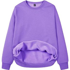 MAGCOMSEN Women's Fleece Lined Crewneck Sweatshirt Long Sleeve Casual Pullovers Fall Casual Warm Tops