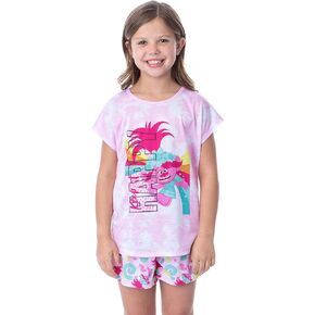 INTIMO Dreamworks Trolls Girls' Poppy Happy Sleep Pajama Set Shorts Crewneck