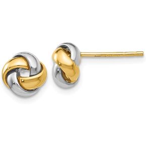 Solid 14k Two tone Knot Post Earrings (8mm x 8mm)