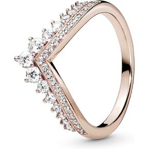 Pandora Jewelry Princess Sparkling Wishbone Cubic Zirconia Ring in Rose, With Gift Box