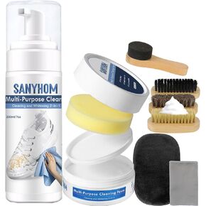 SANYHOM Shoe Cleaner Kit, Quick and Easy Dry Cleaning Method, Gentle Formula, Effortless for Sneaker Canva Mesh Plastic Golf Leather Pink and White Shoes