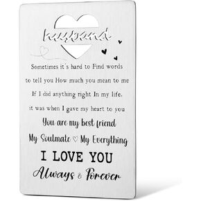 I Love You Engraved Wallet Card For Husband Gift from Wife,Happy Birthday Husband Gifts Ideas,Husband Christmas Wedding Valentines Father's Day Gift VCD132