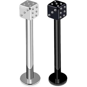 2Pcs Surgical Steel Anodized 16g Labret Studs Piercing Jewelry Monroe Tragus Cartilage Lip Medusa 3mm Dice More Choices