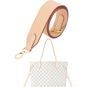 Vachetta Leather Strap for LV Neverfull Bag,Double Sided Usable Cowhide Crossbody Purse Strap for Handbag 【1.6inch Wide 35.4inch Long, Beige】