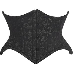 Daisy corsets Womens Top Drawer Black/Black Brocade Double Steel Boned Mini Cincher Corset