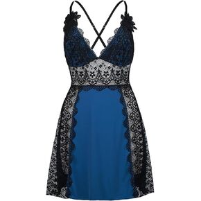 LINGERLOVE Plus Size Lingerie for Women Sexy V Neck babydoll Chemises Lace Mesh Nightgown M-4XL