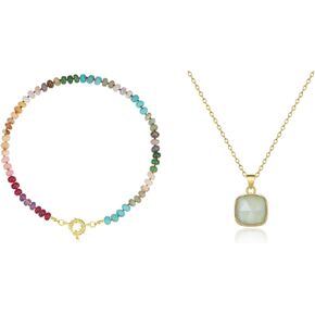 KissYan Beaded Gemstone Necklace for Women with Healing Crystal Necklace