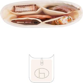 KINGS IN BAG Organizer Insert, Handbag Organizer and Luxury Bags Storage with Silk, Fits Evelyne TPM/PM/GM/TGM Bags, Lightweight Shaper for Daily Use, 5 Pockets (Craie, Evelyne16/18 TPM)