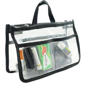 Cosmetic Purse Make-up Organizer | Clear PVC w/Zippers | Black Trim