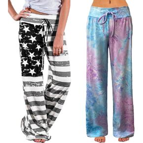 iniber Women's Comfy Pajama Pants Casual Lounge Pant Wide Leg Palazzo Stretch Drawstring Bottoms