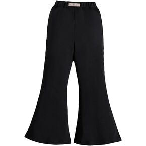 MakeMeChic Girl's Letter Patch Elastic High Waist Flare Pants Casual Bell Bottom Pants