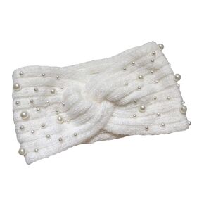 LUOZZY Winter Headbands For Women Pearl Headbands Ear Warmer Headband For Girl's Knit Soft Elastic Headband (White)