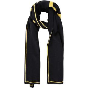 FENDI Roma Knitted Wool & Cashmere Black Yellow Logo Scarf FXS124