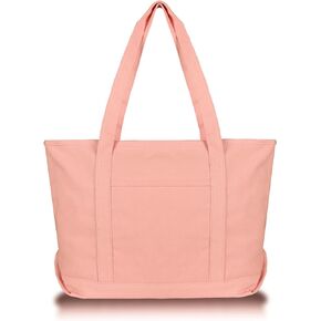 DALIX Womens 23" Deluxe 24 oz. Cotton Canvas Tote Bag Zippered