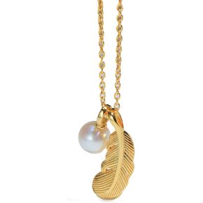 Golden Silver The Feather of Love Freshwater Cultured Edison Pearl Necklace