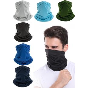 6 Pack Cooling Neck Gaiter for Men Women Sun Protection Summer Bandana Face Scarf Mask Hiking Fishing Cycling