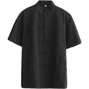 A ALFEEL Traditional Kung Fu Short-Sleeve Cotton Shirt Tai Chi Clothing