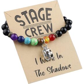BEKECH Drama Mask Bracelet Stage Crew I Work In The Shadows Theatre Jewelry Stage Manager Gifts Tragedy Masks Charm Bracelet