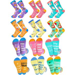 جوارب Adodotoe لعيد الفصح، 6 أزواج من جوارب الأرنب، جوارب بيض عيد الفصح، جوارب نسائية، هدايا عيد الفصح للنساء، جوارب عيد الفصح للأطفال، مقاس 9 إلى 11 in Kuwait