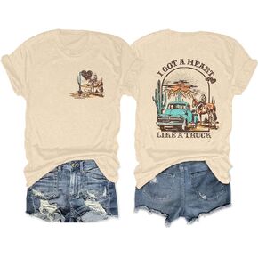 I Got A Heart Like A Truck T Shirt Women Country Music Shirts Nashville Concert Outfit Western Sunset Cowgirl Tops
