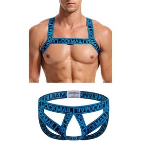JOCKMAIL Mens Muscle Harness Sport Shoulder Strap with Mens Jock Strap Underwear Fitness Elastic Harness and Jockstrap