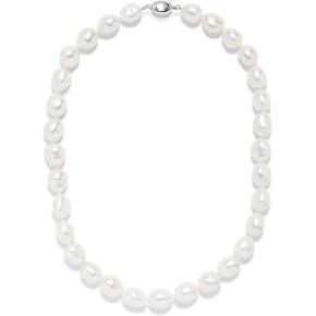 Pearls Necklace AAAA 10-12mm Baroque Shape White Freshwater Cultured Pearl Necklace 18" Elegant Pearl Necklace