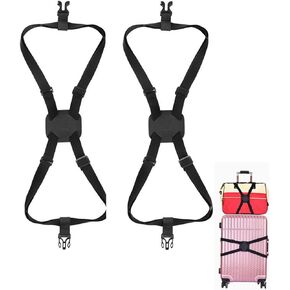 Luggage Straps,2 Pack High Elastic Hands-Free Travel Suitcase Strap,Adjustable and Portable Belt Luggage Strap for Suitcases, Bag Bungees with Buckles(Black)