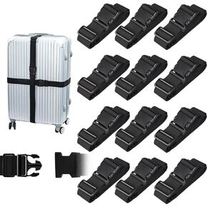 20 حزمة من أحزمة الأمتعة من LUNKUIVY، وأحزمة حقائب قابلة للتعديل مع إبزيم سريع التحرير، وأحزمة أمان مضادة للانزلاق وعلامات حقائب السفر، وإكسسوارات السفر لجميع حقائب الأمتعة (أسود) in Kuwait