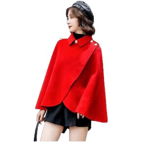 XINMAIKE Women's Wool Blend Capelet Capes Hooded Warm Poncho In winter