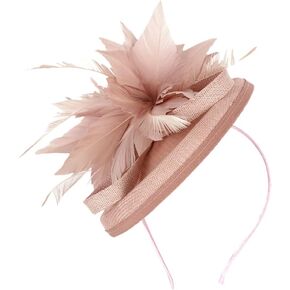 قبعات Beaupretty Fascinators عصابة رأس لحفلات الكوكتيل والشاي وقبعات ريشة فلابر للنساء باللون الأسود