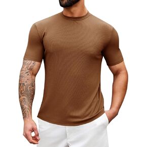 Runcati Mens Mock Turtleneck T-Shirt Causal Knit Tee Tops Short Sleeve Slim Fit Undershirts