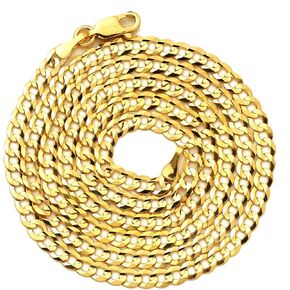 قلادة كوبية من الذهب الأصفر عيار 14 قيراط مقاس 3.5 مم مع قفل جراد البحر (18 بوصة إلى 30 بوصة) in Kuwait