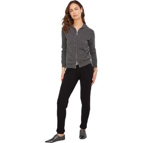 State Cashmere Women's 2-Way Zips Zip Up Hoodie Front Pocket 100% Pure Cashmere Long Sleeve Sweater Full Zipper