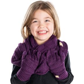 Funky Junque Matching Sets Kids Infinity Scarf Texting Gloves Bundle Girls Boys Toddler