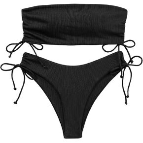 Women's Bandeau Bikini Set Strapless Bathing Suits 2 Piece Swimsuit 2024