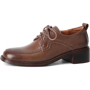 U-lite Women's Perforated Classic Vintage Lace-Up Square Toe Casual Oxford Shoes for Women Girls Lady Wife
