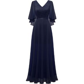 فساتين رسمية من DRESSTELLS للنساء 2023 لحفلات الزفاف الشيفون بأكمام كيب ووصيفات العروس وحفلات العودة للوطن الجدد وحفلات العودة إلى المدرسة وحفلات السهرة باللون الكحلي M in Kuwait