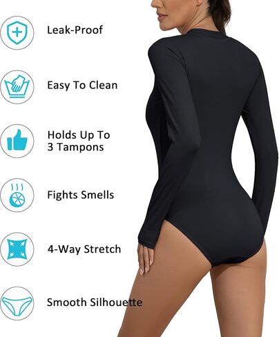 Beautikini Period Swimwear for Teens Long Sleeve One Piece Period Swimsuit UPF50+ Rash Guard Bathing Suit for Girls,Women in Saudi Arabia
