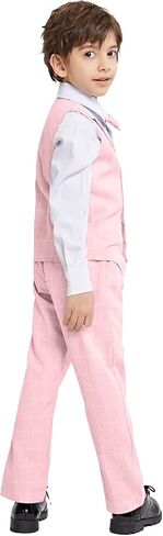 LOLANTA Boys Vest Suits 4PCs Wedding Ring Bearer Outfits Wasitcoat Shirt Pants Bow Tie 2-13 Years in Kuwait