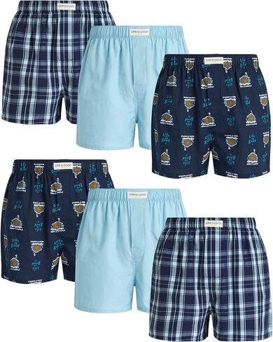 Life is Good Men’s Underwear – Cotton Woven Boxers with Fly (6 Pack) in Saudi Arabia