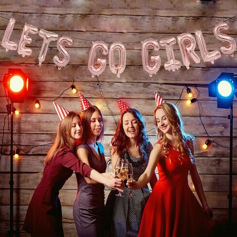 Let’s Go Girls Balloon Banner for Bachelorette Party, Bridal Shower Party Decorations (GOLD) in Saudi Arabia