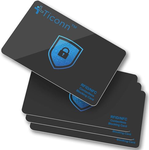 بطاقات TICONN RFID - عبوتان، مجموعة حماية جواز السفر لبطاقة الخصم المباشر NFC الممتازة للرجال والنساء، تصميم ذكي نحيف يناسب تمامًا المحفظة/المحفظة (2) in Kuwait