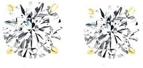 Cubic Zirconia Stud Earrings for Women, Diamond Stud Earrings (Silver) in Saudi Arabia