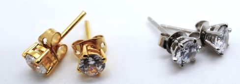 Cubic Zirconia Stud Earrings for Women, Diamond Stud Earrings (Silver) in Saudi Arabia