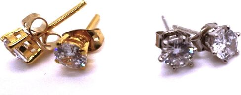Cubic Zirconia Stud Earrings for Women, Diamond Stud Earrings (Silver) in Saudi Arabia