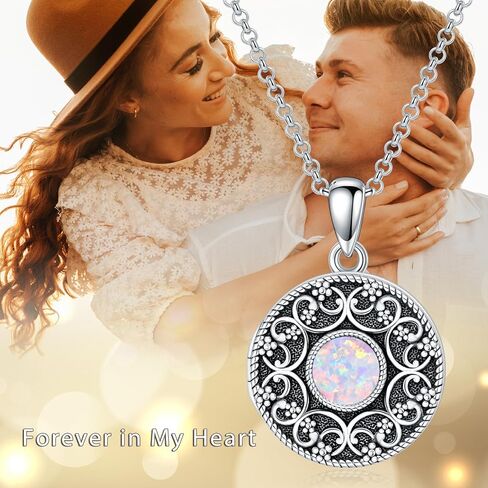 YOSOPRETTY Locket Necklace 925 Sterling Silver Moonstone Turquoise Opal Lapis Lazuli Locket Necklace That Holds Pictures Photo Locket Pendant Necklace Jewelry Gifts for Women Daughter Wife Girlfriend in Saudi Arabia