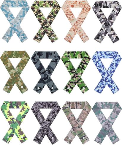 Zhanmai 12 Pcs Cooling Neck Wraps Cooling Neck Scarf Bandana Wrap Cooling Scarf Ice Cool Scarf for Men Women Labor Day (Camouflage Style) in Saudi Arabia