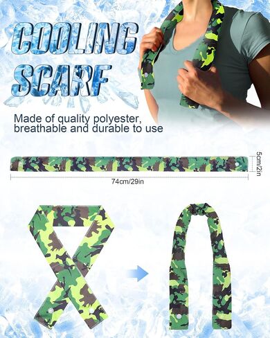 Zhanmai 12 Pcs Cooling Neck Wraps Cooling Neck Scarf Bandana Wrap Cooling Scarf Ice Cool Scarf for Men Women Labor Day (Camouflage Style) in Saudi Arabia